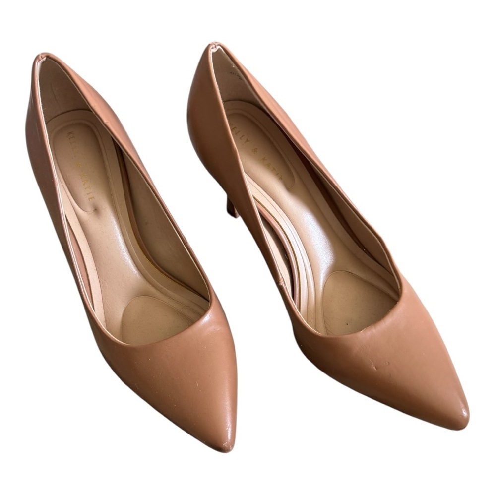 Kelly & Katie Tan Pointed Toe Kitten Heels